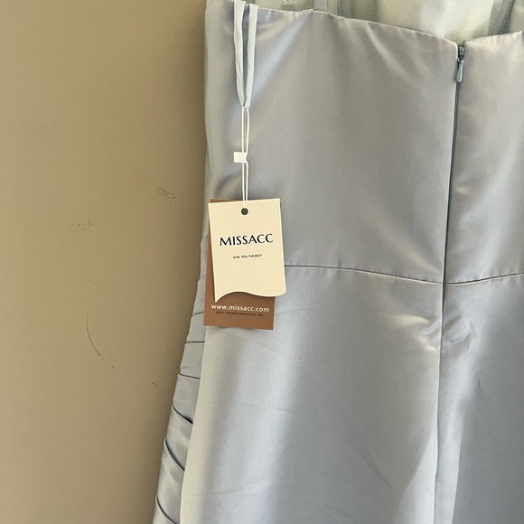 Blue Ruched Satin Dress - Picture 7 of 8